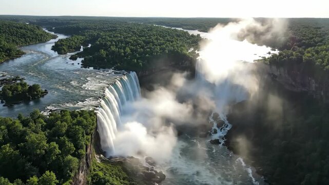 Aerial View of Victoria Falls - A Majestic Natural Wonder in Zambia.