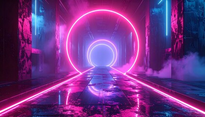 Neon Tunnel Vision - A Cyberpunk Dreamscape of Light and Reflection.