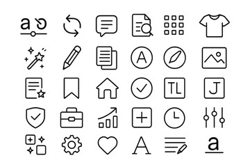 Fototapeta premium Symbols and icons showing different tools and functions for design or technology in a simple layout on a white background