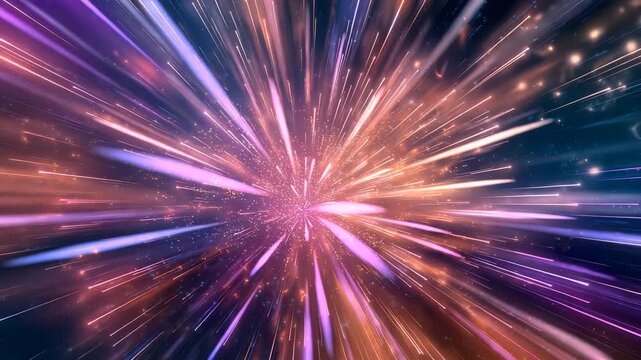 Colorful light explosion fills the screen during a night sky event
