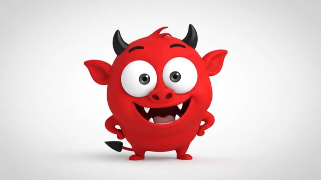 Cartoon devil character smiling and winking on white background