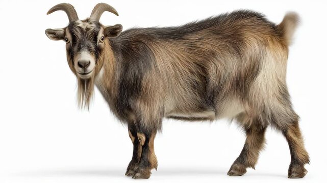 Majestic Goat Posing - A Captivating Animal Portrait in Studio Light.