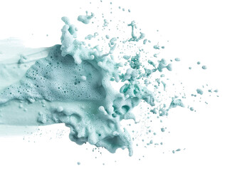 Water splashes and bubbles create a swirling motion under the water. The transparent background allows focus on the burst and fluid movement of the splash