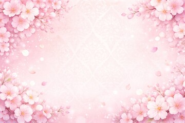 ダマスク桜背景｜ピンク&times;白