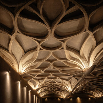 Interior Design of Modern Art Type Ceiling With Curve Pattern