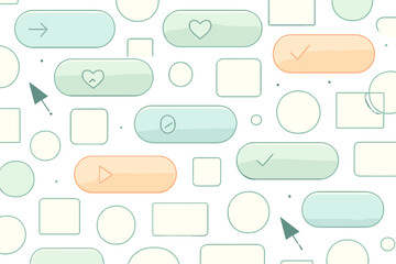 Different shapes and buttons in various colors with a simple background create a design for a digital interface or website