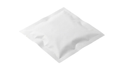 Naklejka premium Simple white square foil pouch mockup for food or cosmetic products on transparent background