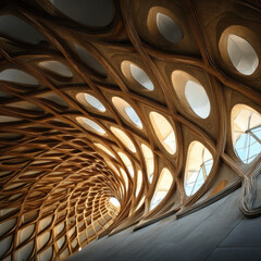 Interior Design of Modern Art Type Ceiling With Curve Pattern