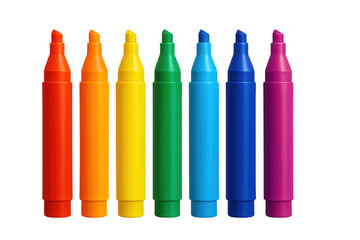 Colorful marker pens in a rainbow spectrum pattern