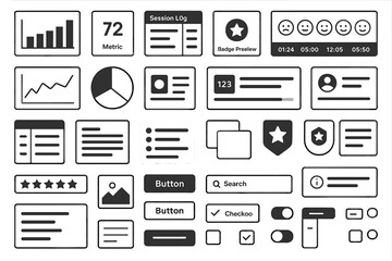 Different types of user interface elements shown together to demonstrate design variations in digital applications