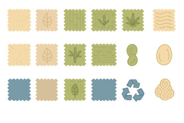 Designs of natural textures and patterns found on fabric swatches for crafts and textile projects