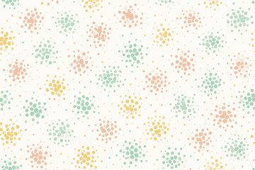 Colorful dot pattern design for backgrounds and textiles in light space with pastel colors and simple shapes