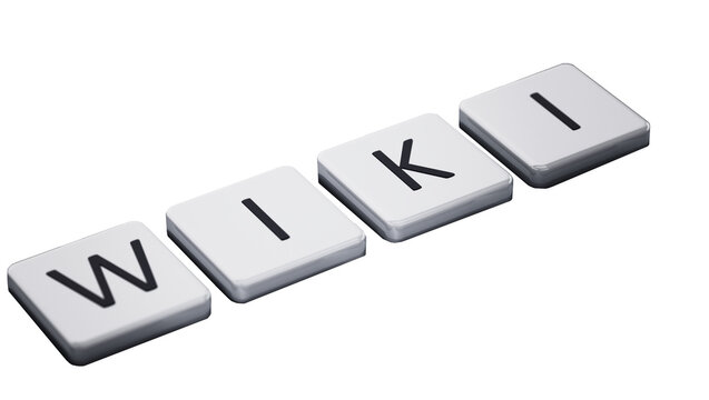 WIKI word on keyboard keys on transparent background. 3D illustration