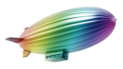 Rainbow colored zeppelin on transparent background. 3D illustration © Destina