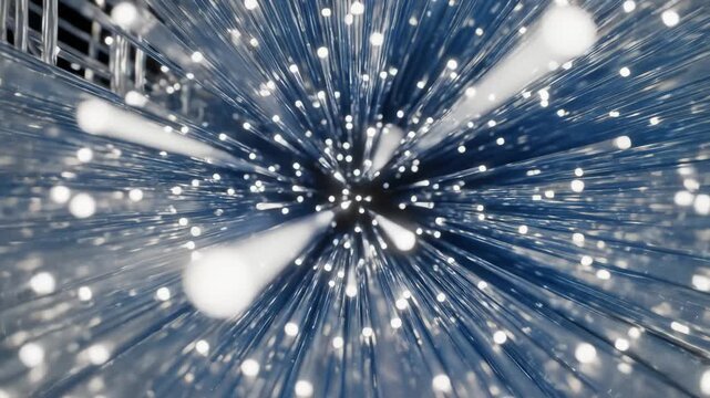 Abstract Fiber Optic Cables Emit Light Bursts in Hyperspace