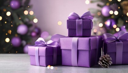Elegant Purple Gift Boxes For Christmas Celebration