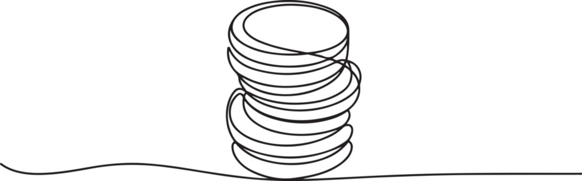 continuous line drawing of money coins. one line Art icon drawing vector