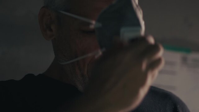 Surf factory. Adult male shaper creates the surfing board on the factory