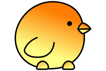 Obraz premium Cute cartoon Easter chick with gradient orange and yellow colors, simple illustration