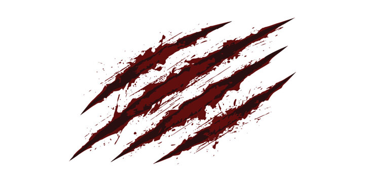 Red Claw Scratch Marks Horror Effect Icon.