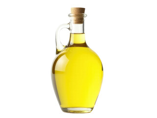 Single olive oil bottle on a clean white background