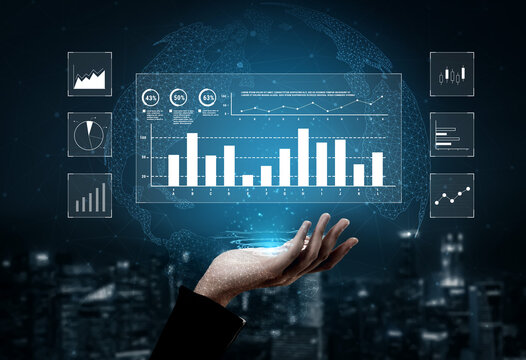 An interface for financial data analysis and stock market reporting. A collection of charts for tracking trends, performance, and investment data. Motif - Powered by Adobe