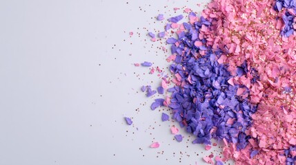Obraz premium Colorful paper confetti spread across a light surface during a festive event