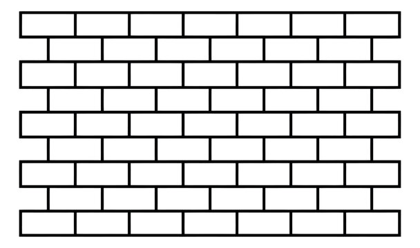 Line art illustration of a brick wall depicting a repeating pattern for design projects