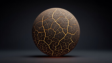 Cracked Lava Sphere with Glowing Orange Fissures