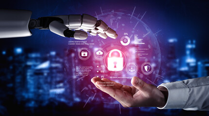 AI artificial intelligence strengthens cybersecurity with intelligent threat detection, virtual...