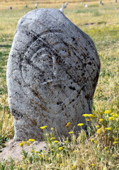 Balbal (Steinskulptur) auf dem Gel&auml;nde der antiken Stadt Balasgun