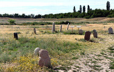 Balbals (Steinskulpturen) auf dem Gel&auml;nde der antiken Stadt Balasgun