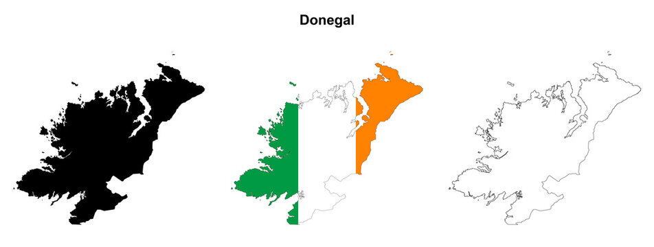 Transparent Donegal outline map set