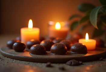 Gourmet Chocolates Tranquil Candlelight Atmosphere Elegant Gift Presentation Warming Experience