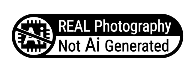 real photography not ai generated symbol logo icon label vector isolated on transparent background