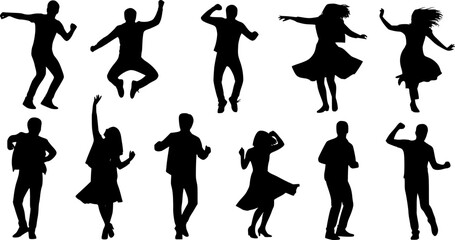Obraz premium Dancing people silhouettes
