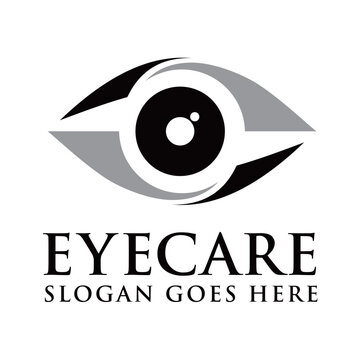 Modern eyecare logo vector featuring a clean eye symbol with minimalist style, representing vision care, eye health, and optical services, isolated on white background.