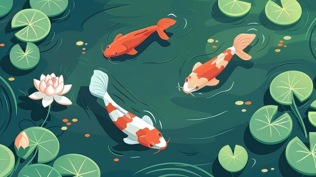 Koi Fish Pond Top View for Garden and Relaxation Designs