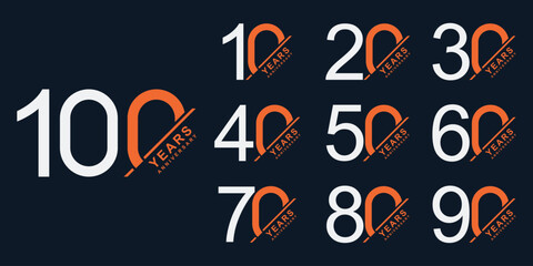 Collection of anniversary logo design. Celebration day special vector symbol icon concept	