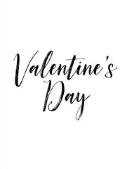 Fototapeta premium Elegant black and white Valentine’s Day brush lettering on white background