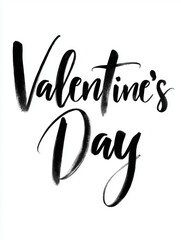 Obraz premium Bold black brush Valentine’s Day lettering on white background