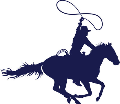 silhouette of an authentic western cowboy on horseback