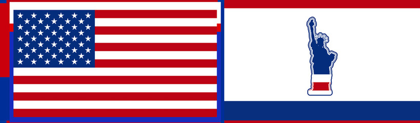 Obraz premium background creative abstract illustration as the design of the flag of the USA and the Statue of Liberty