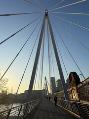 Golden Hour View Along Millennium Bridge London