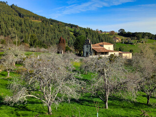 Asturian pre-Romanesque church of San Andres de Bedri&ntilde;ana, Villaviciosa, Asturias, Spain