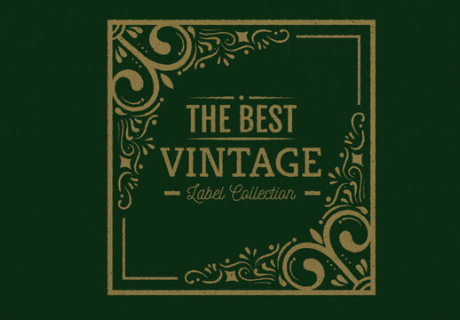 Gold And Green Decorative Vintage Distressed Stamp Mockup