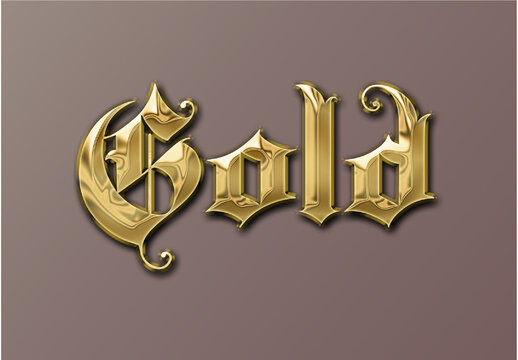 Gold Gothic Realistic Text Effect Medieval Metallic Font