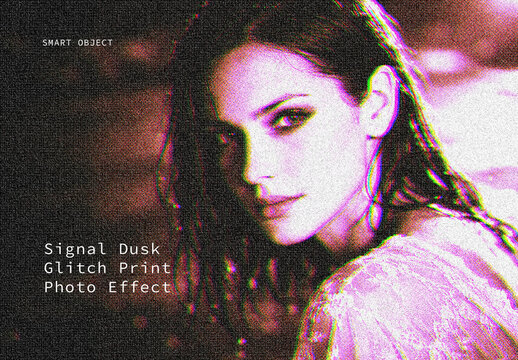 Pink And Purple Signal Dusk Glitch Print Photo Effect
