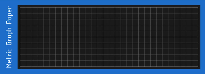 Blueprint black grid. Blank millimeter sheet for technical drawing, engineering sketch, architectural design, note, school work. Metric graph paper bg. Tech simple background. Vector illustration