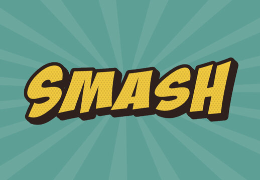 Yellow and Brown Comic Bold Retro Text Effect 3D Cartoon Outline Font